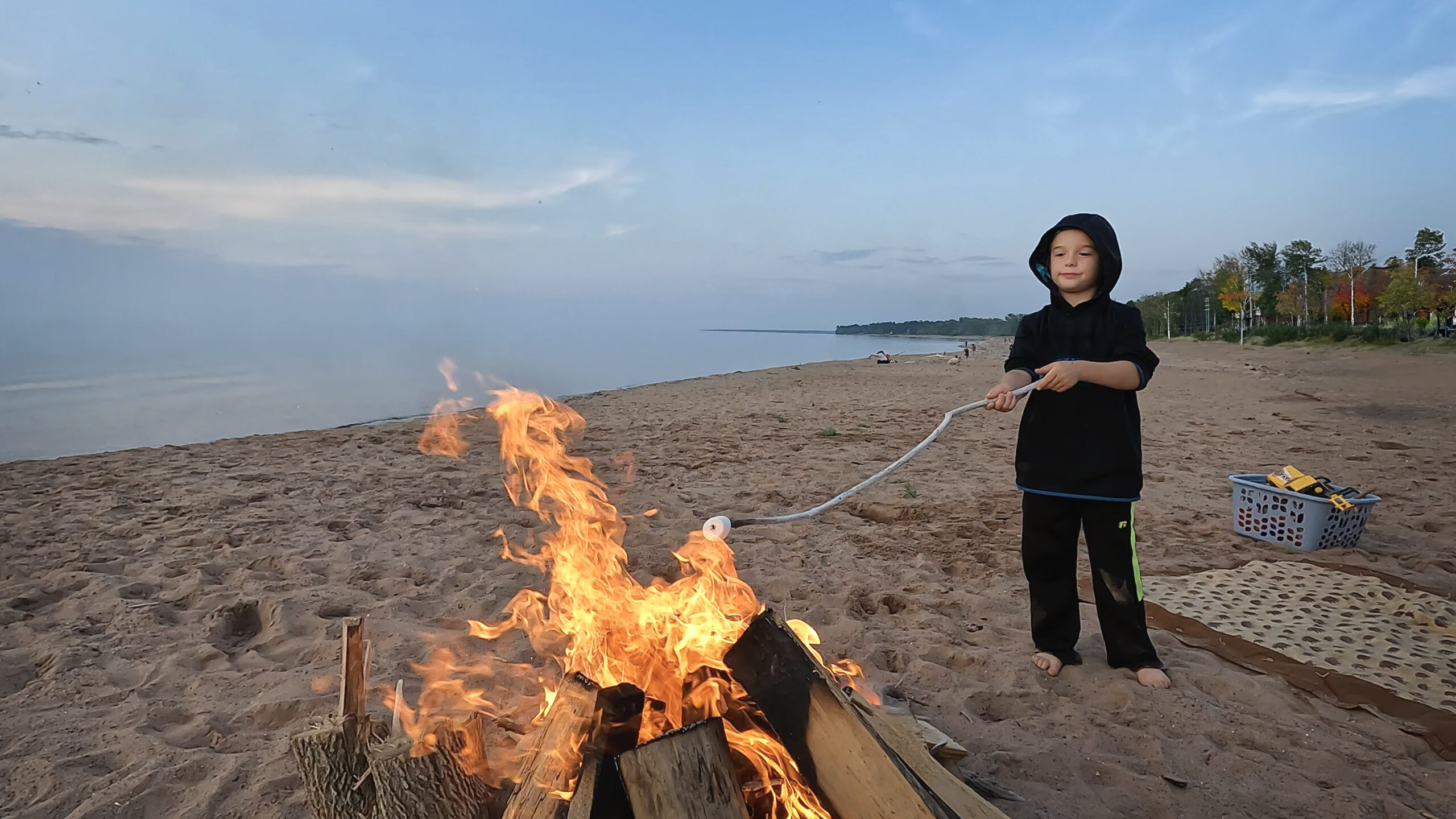 fall beach bonfire ontonagon michigan