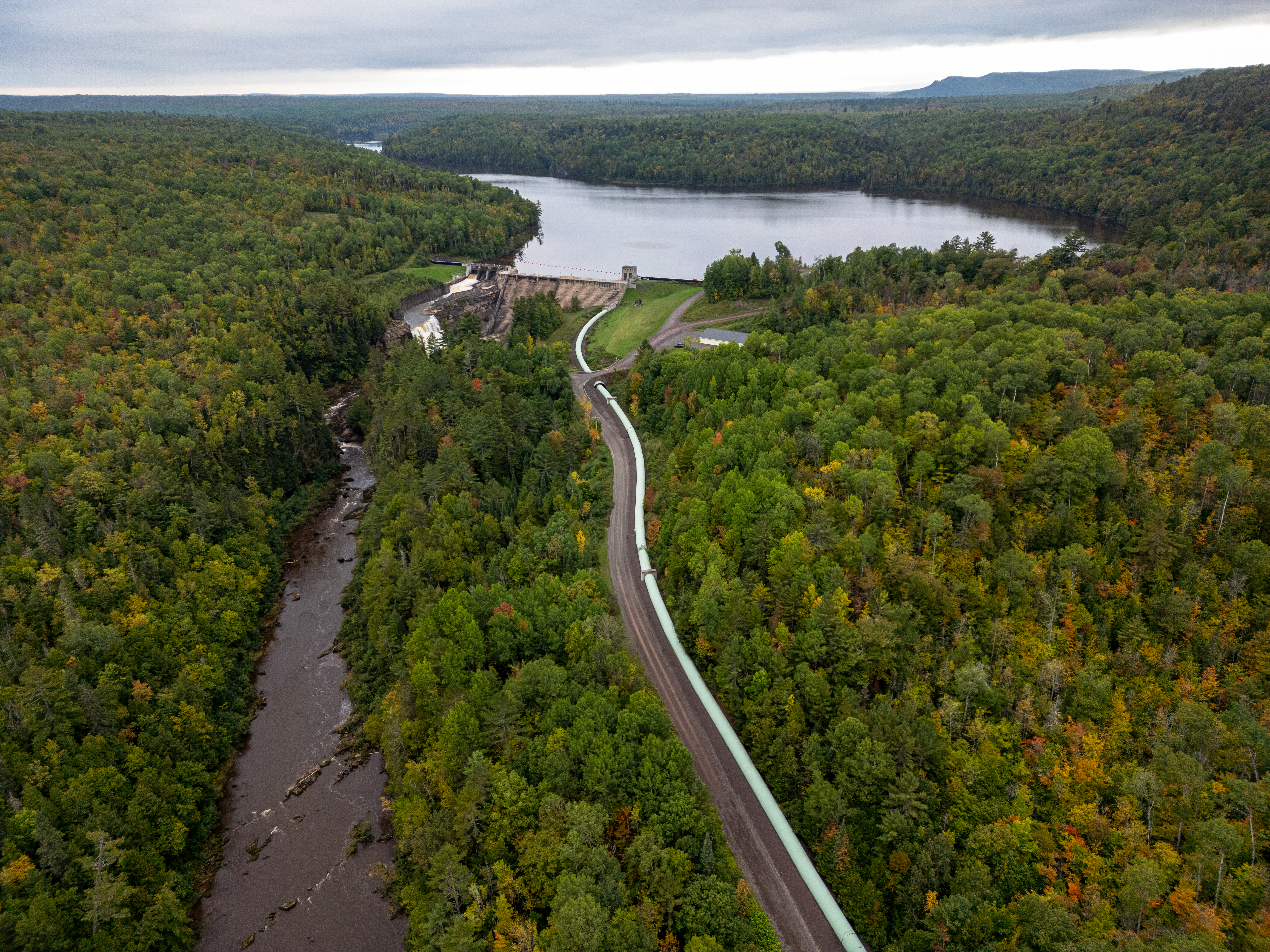 old victoria dam falls autumn ontonagon michigan